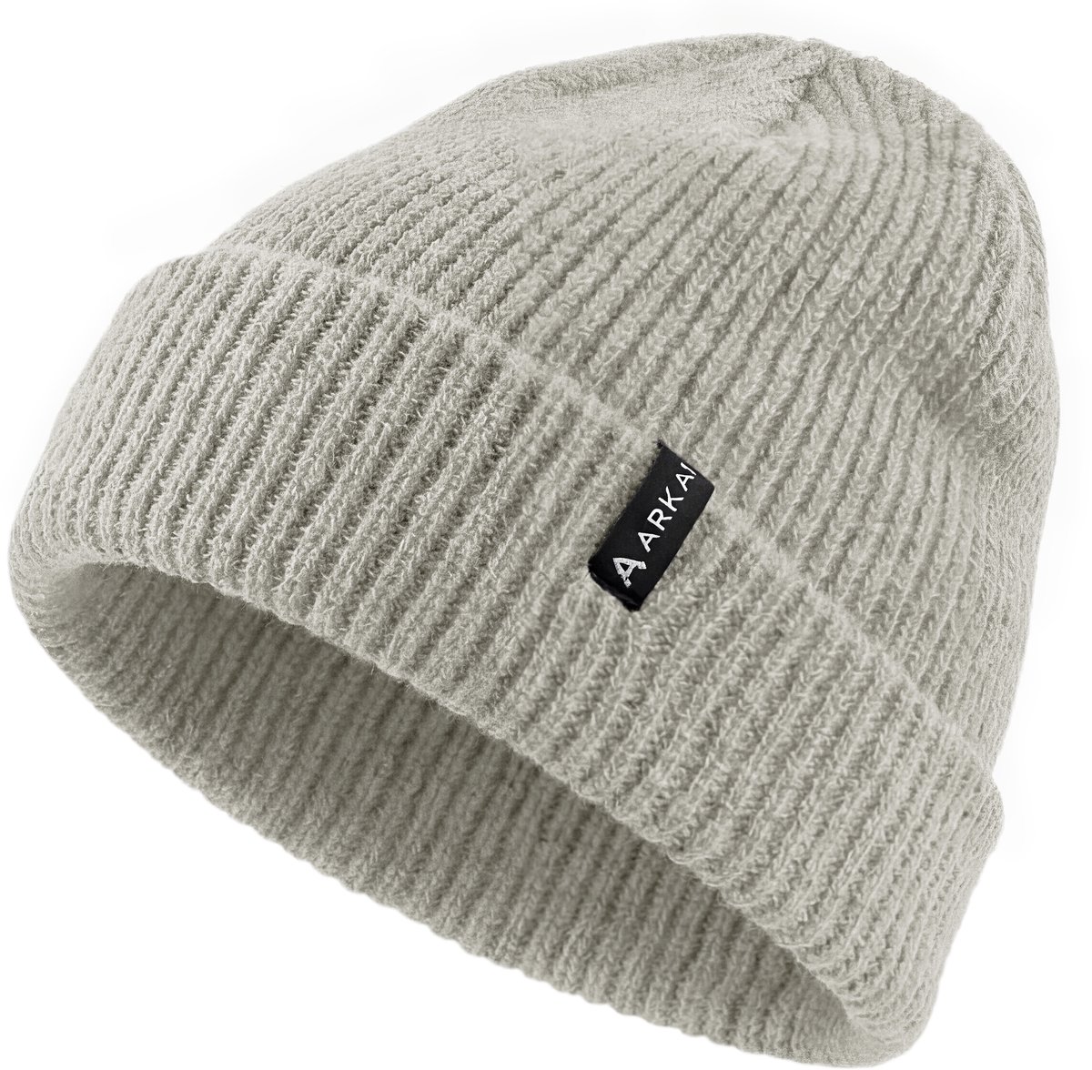 Nordic | Lichtgrijze geribde beanie in vissersstijl