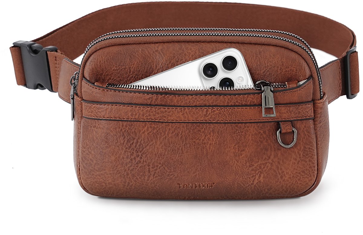 TANTOMI - Dames Schoudertas - met Tweewegsrits - Elegant Heuptas - Verstelbare Bag Strap - Kleine Schoudertas - Crossbody Tas Dames - Bruin