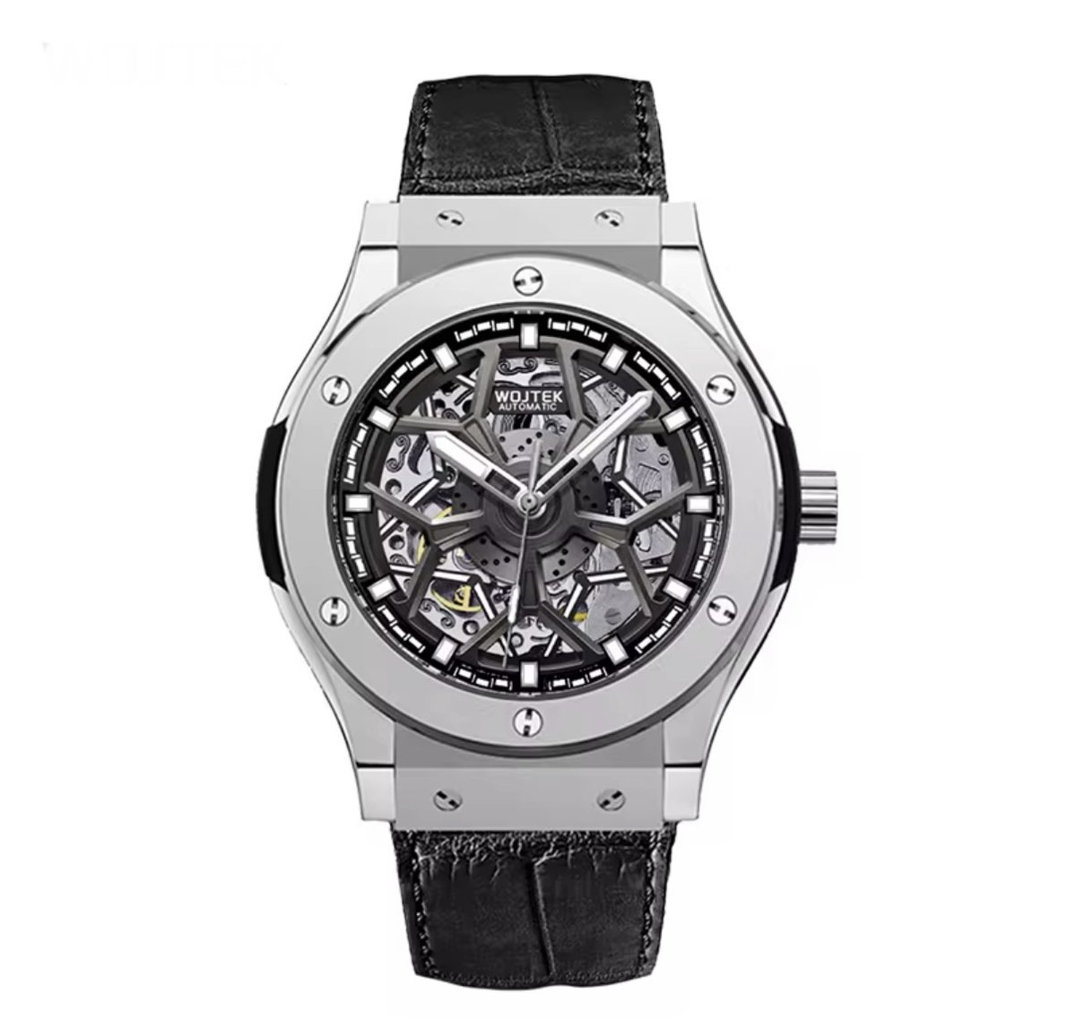 Soraro Automatische Horloge Zwart & Zilverkleurig | Waterafstotend | 44mm | Cadeau Giftbox | Leer | Rubber | Zwarte Band | Automatic Horloges | Automatisch Watchwinder | Herenhorloge