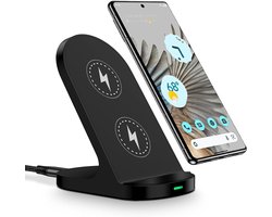Inductielader – Draadloze Oplader Geschikt voor Samsung Galaxy S26 Ultra/S25 FE/S24/S23/S22/S21 – 15W Snelle Oplaadstation – Draadloze Oplader Geschikt voor Google Pixel 10 Pro/10a/9/9a/8/7 – Geschikt voor iPhone 17/16/15