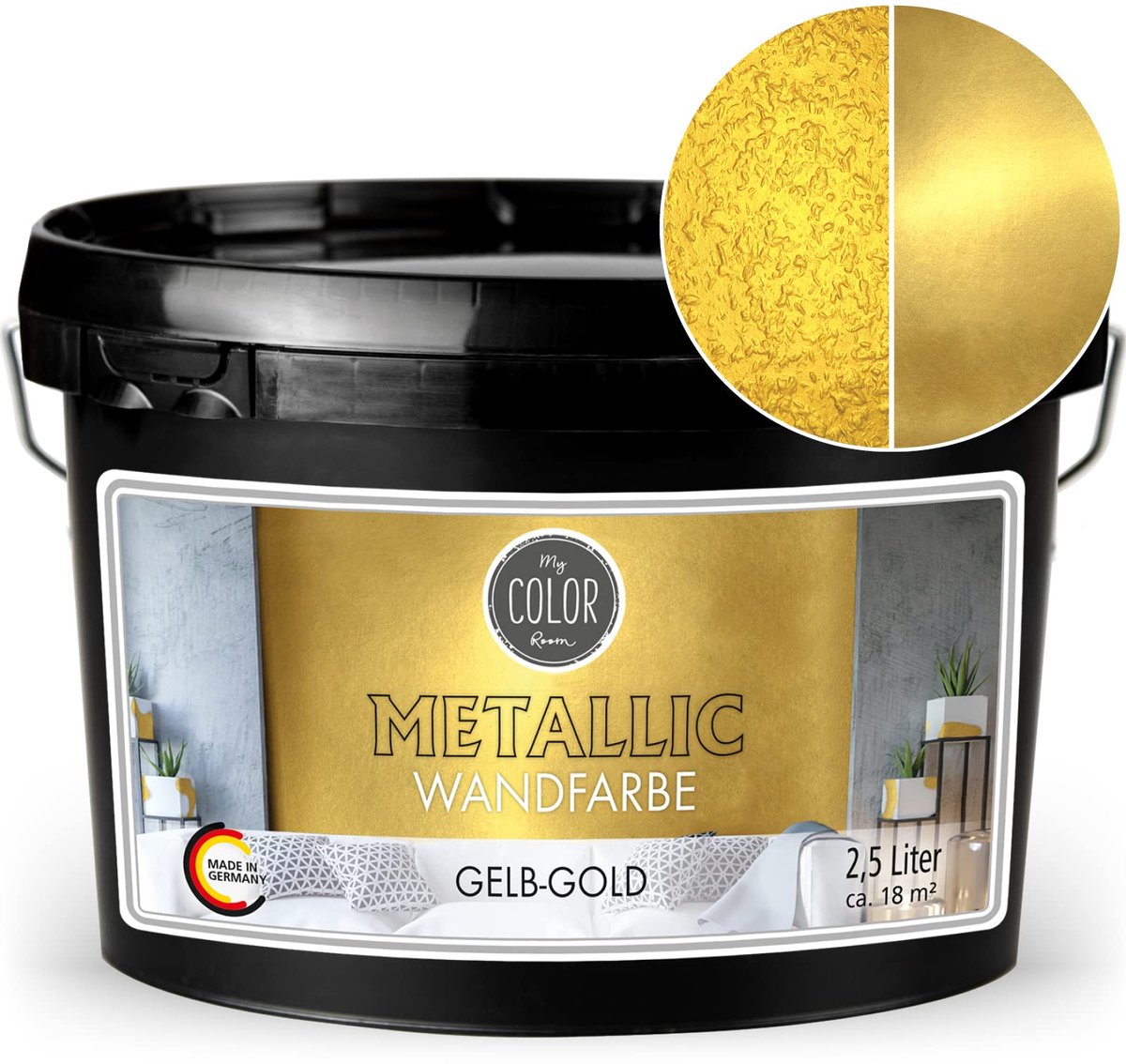 My COLOR Room Metallic muurverf - hoogglans - geel goud - 2,5 liter