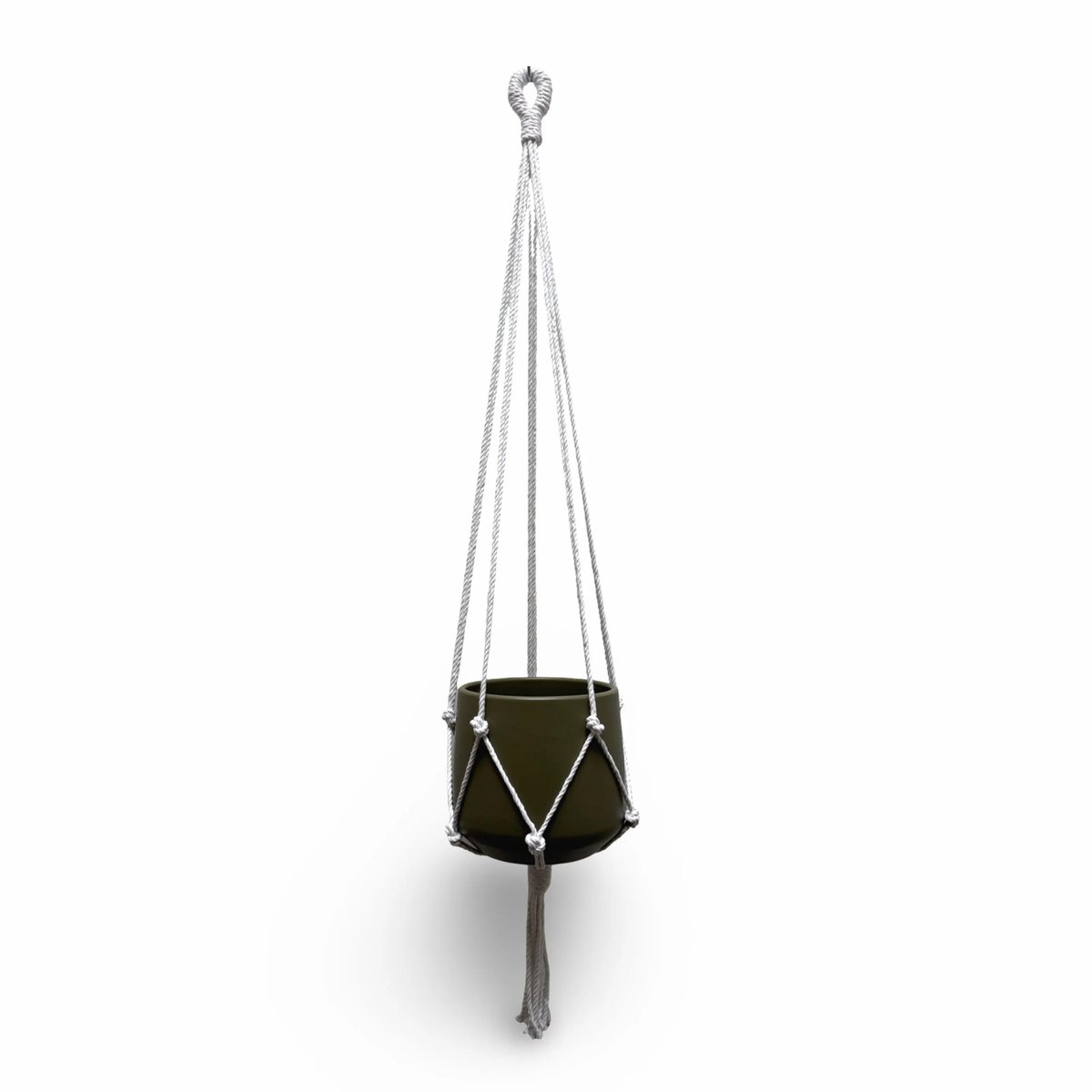 Plantenhanger 'Original' - Kies kleur en lengte - Wit - 80 cm lang - Katoenkoord - Geschikt voor Pot met Diameter t/m 20 cm - Handgemaakt in ons Macramé Atelier - Prijs per Stuk - Let op: Exclusief Pot - Inclusief Verzendkosten