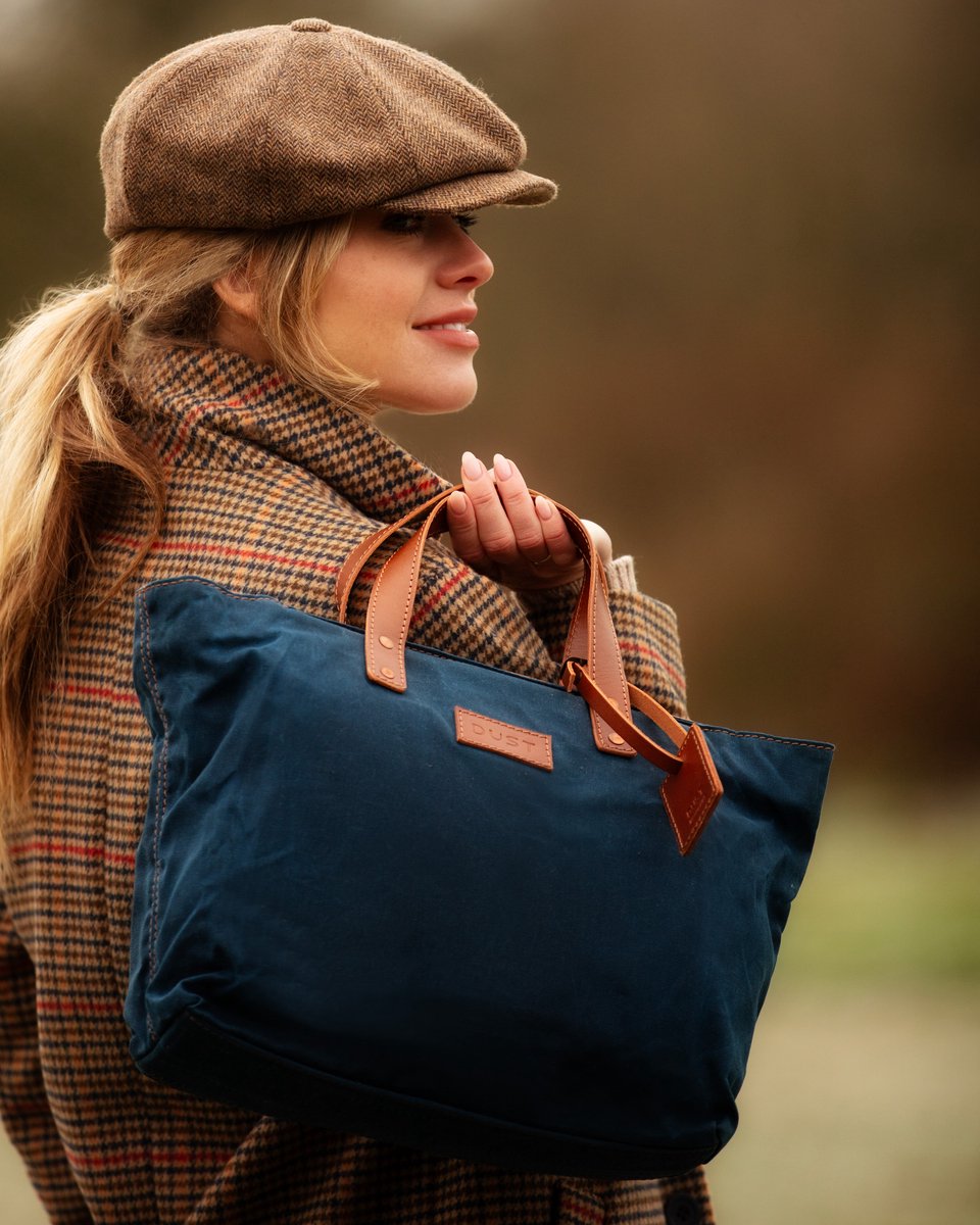 Leren tas van gewaxt katoen, gemaakt in de VS, blauw