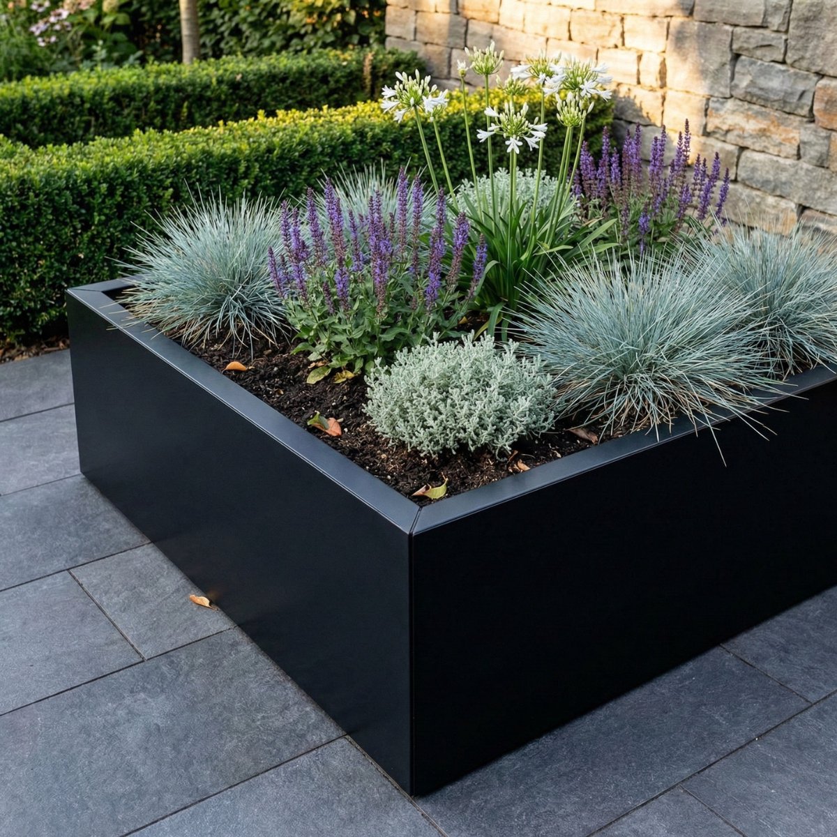 STEAEL VARNI – Stalen Plantenbak – 120 x 100 x 40 cm – Zwart