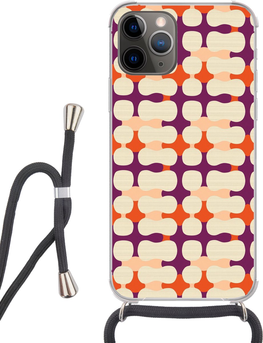 Telefoonhoesje Geschikt voor iPhone 13 Pro Max - Modern - Patroon - Kleurrijk - Siliconen - Crossbody - Backcover met Koord - Telefoonhoesje met koord - Hoesje met touw Telefoonhoesje