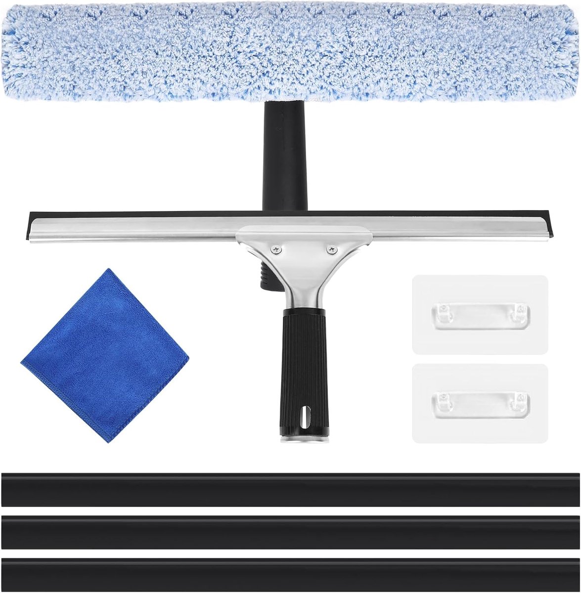 Cleaning Set voor Ramen - Ramenwisser - Microvezeldoek - Vervangrubbers - Schoonmaken van Badkamer - Auto Glas - Spiegels