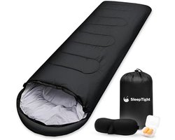 Sleeptight Slaapzak Volwassen - Dekenmodel - Zwart - Inclusief oordopjes en Slaapmasker - 200cm