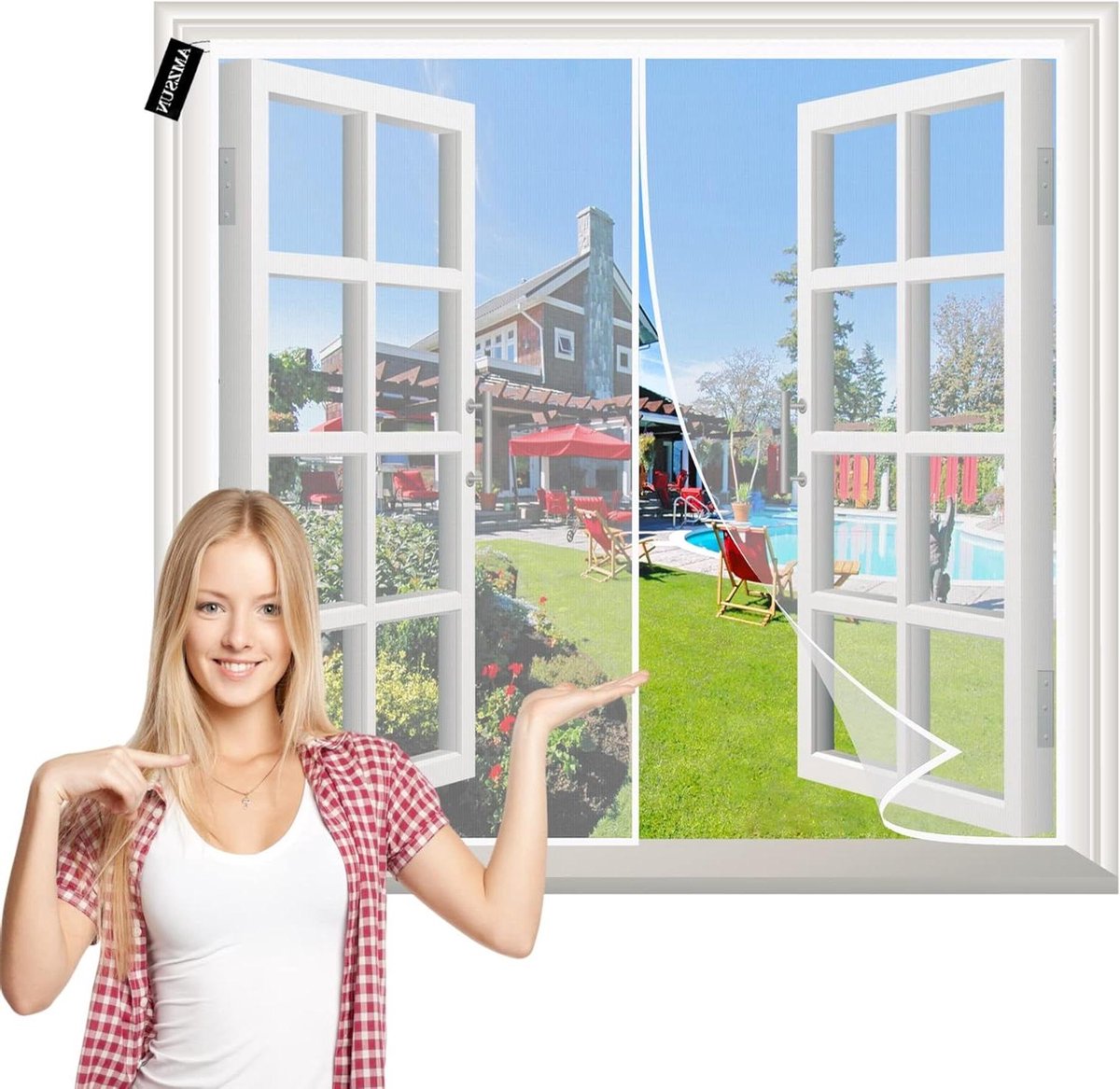Vliegenraam Wit - Horraam Raamdecoratie - Insecten Buiten Houden - Zelfsluitend Magnetisch - 125x135cm - Wit