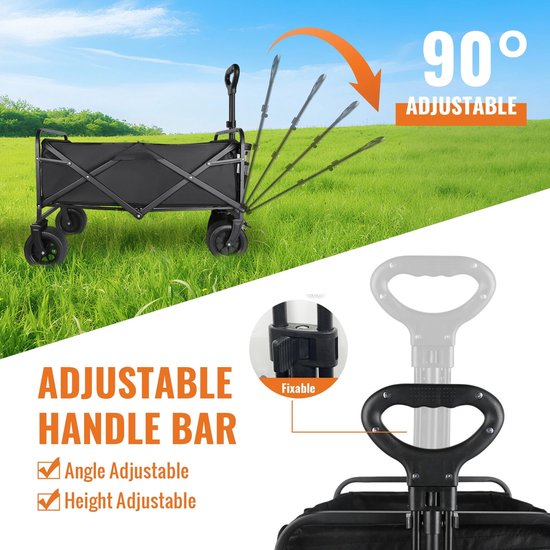 Linkforu - Opvouwbare Bolderkar - Stevige Strand - Kampeer - Boodschappenkar - tot 75 kg - 100 Ltr - Terrein Wielen - 70x43x72 van Merkloos — afbeelding 5