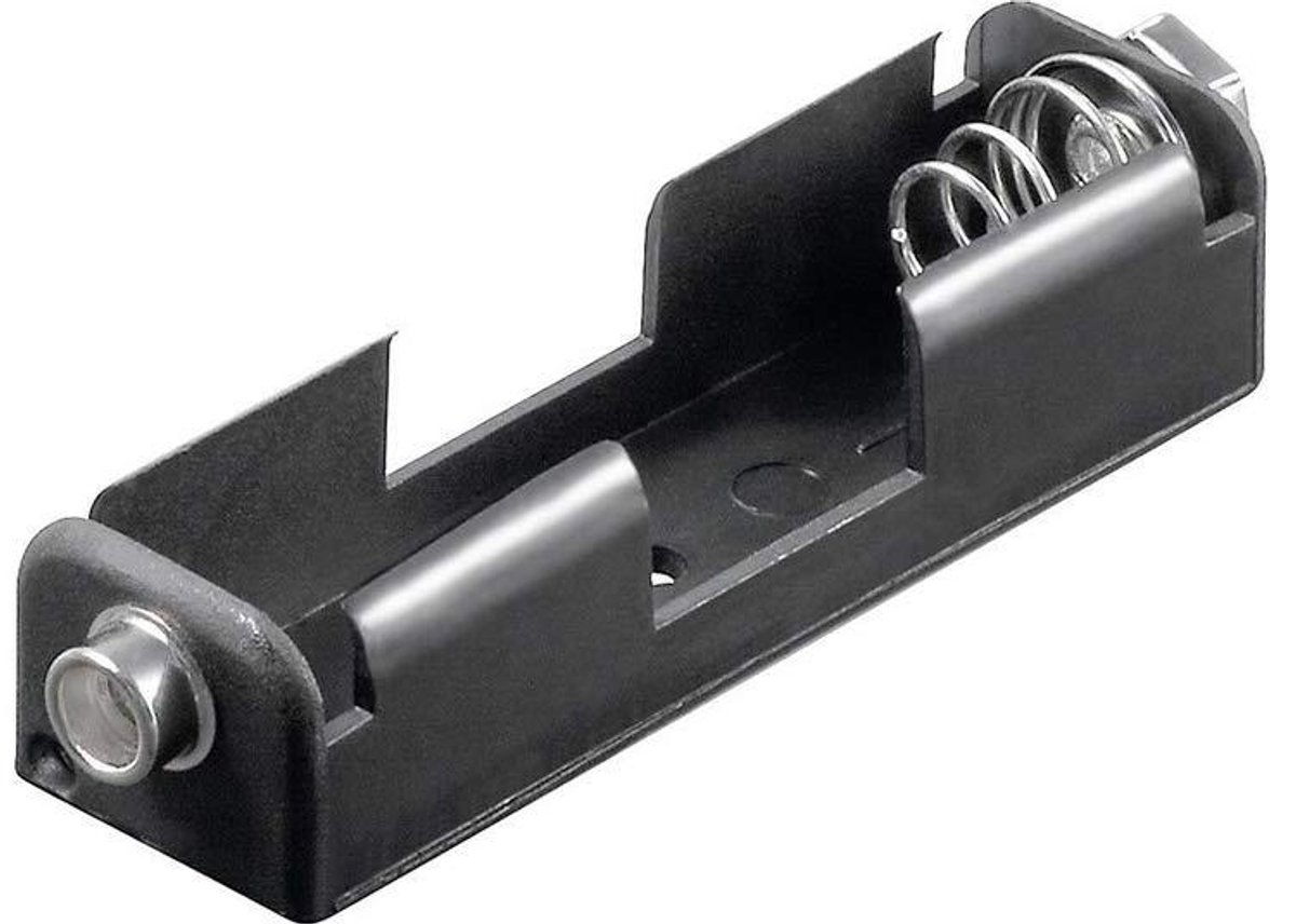 Batterijhouder AA - Mignon Houder - Batterijen Opslaan - Met Knop - 1x AA - Zwart