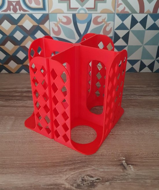 Opbergrek Yoghurtpotten - Yoghurtmaker Accessoire - Keuken Organiseren - 3D Geprint Frankrijk - 12 Potten - Rood — afbeelding 4