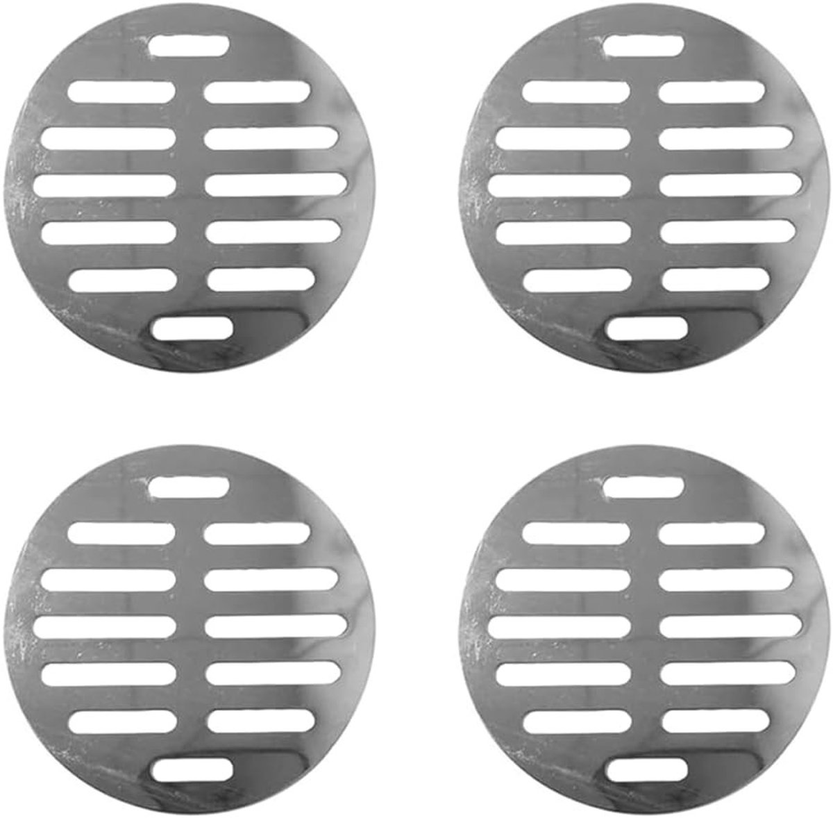 Ronde Afvoerbedekking, Rooster Afvoerbeschermer, RVS Badkamer Keuken Douche Accessoires (4 Stuks, 102mm) - Waterdicht, Antivuil, Duurzaam