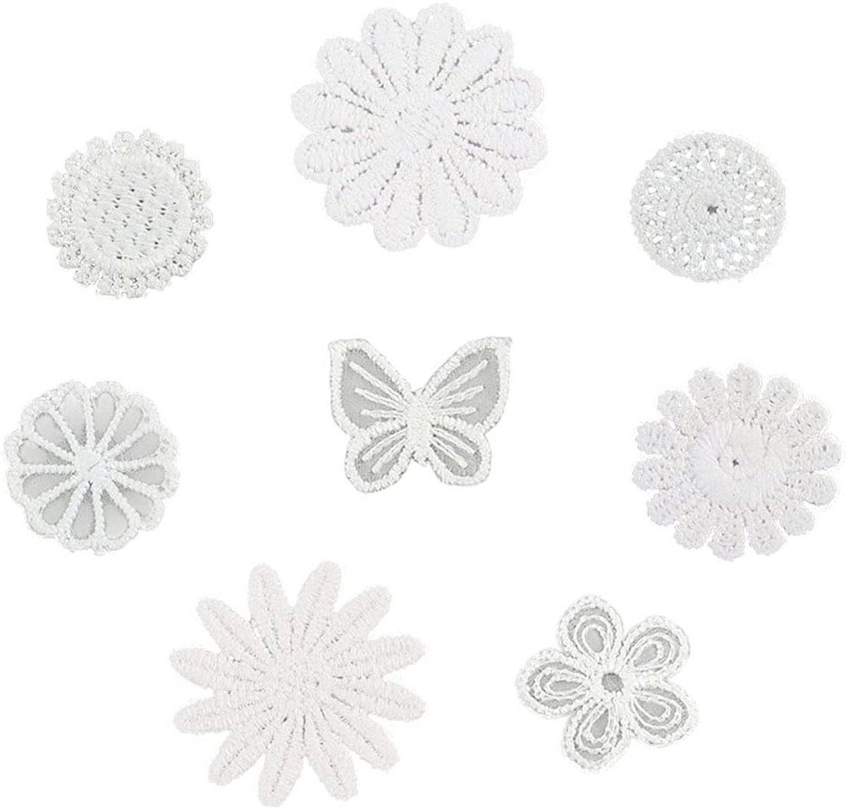 40 Stuks Witte Kanten Applicaties voor Borduren en Decoreren van Kleding en Accessoires