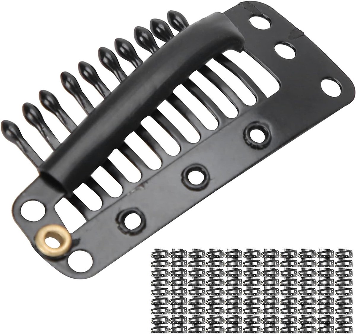 Haarclips voor Wimperextensions, 100 Stuks, 10 Tanden, Rvs Snap Clips voor DIY Haaraccessoires