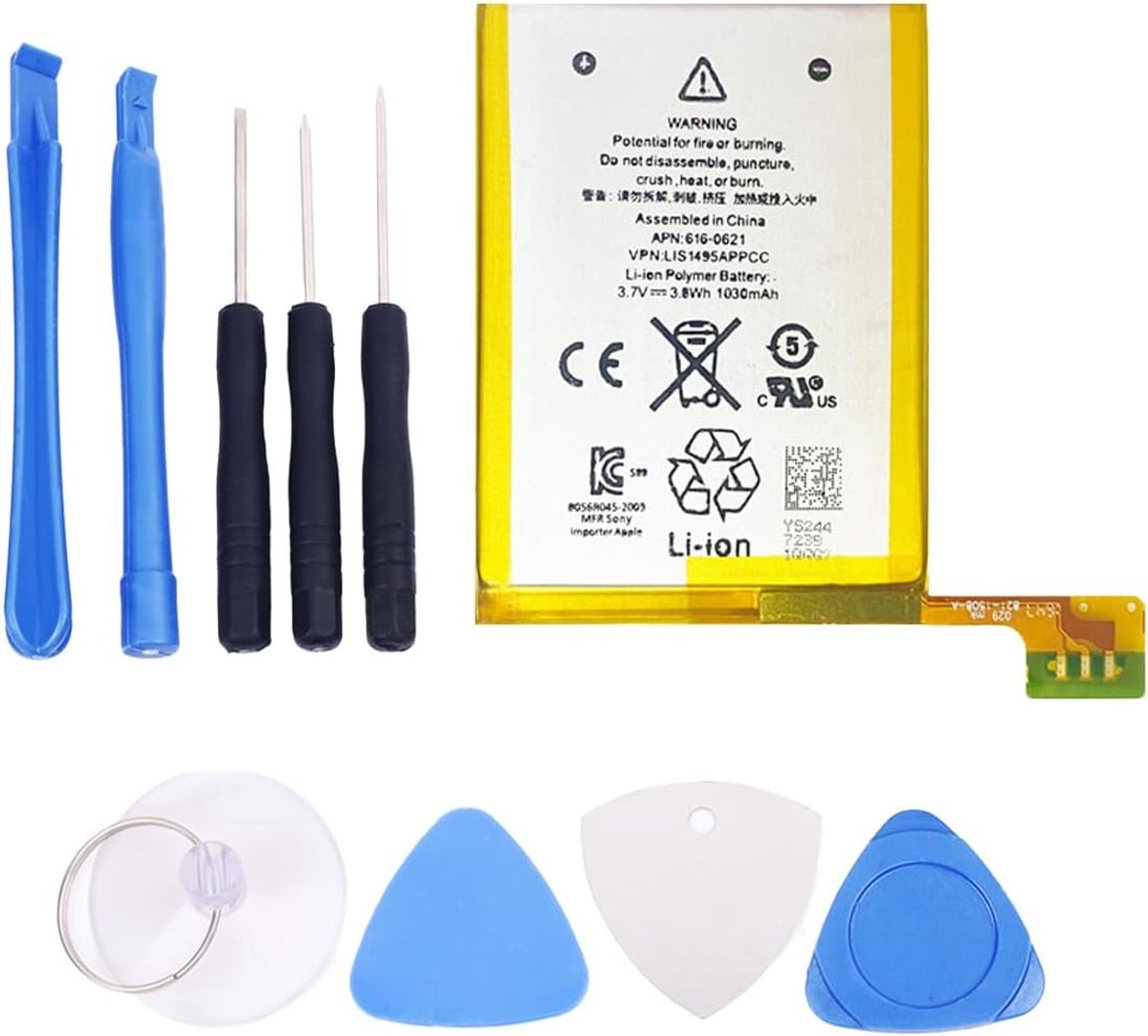 Vervangingsbatterij iPod Touch 5 5e generatie 616-0619 1030mAh 3.7V 3.8Wh met installatietools - accu - batterij