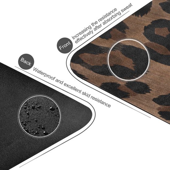 Yoga Mat - Fitness Mat Oefenmat - Hot Yoga Beoefenen - Natuurlijk Rubber Antislip - 180x66 cm - Luipaard Print — afbeelding 3