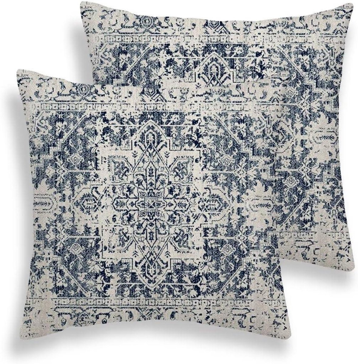 Boho Kussenslopen - Decoratieve Kussenshoezen - Woonkamer Decoratie - Set van 2 stuks - 60x60 cm - Wit Blauw