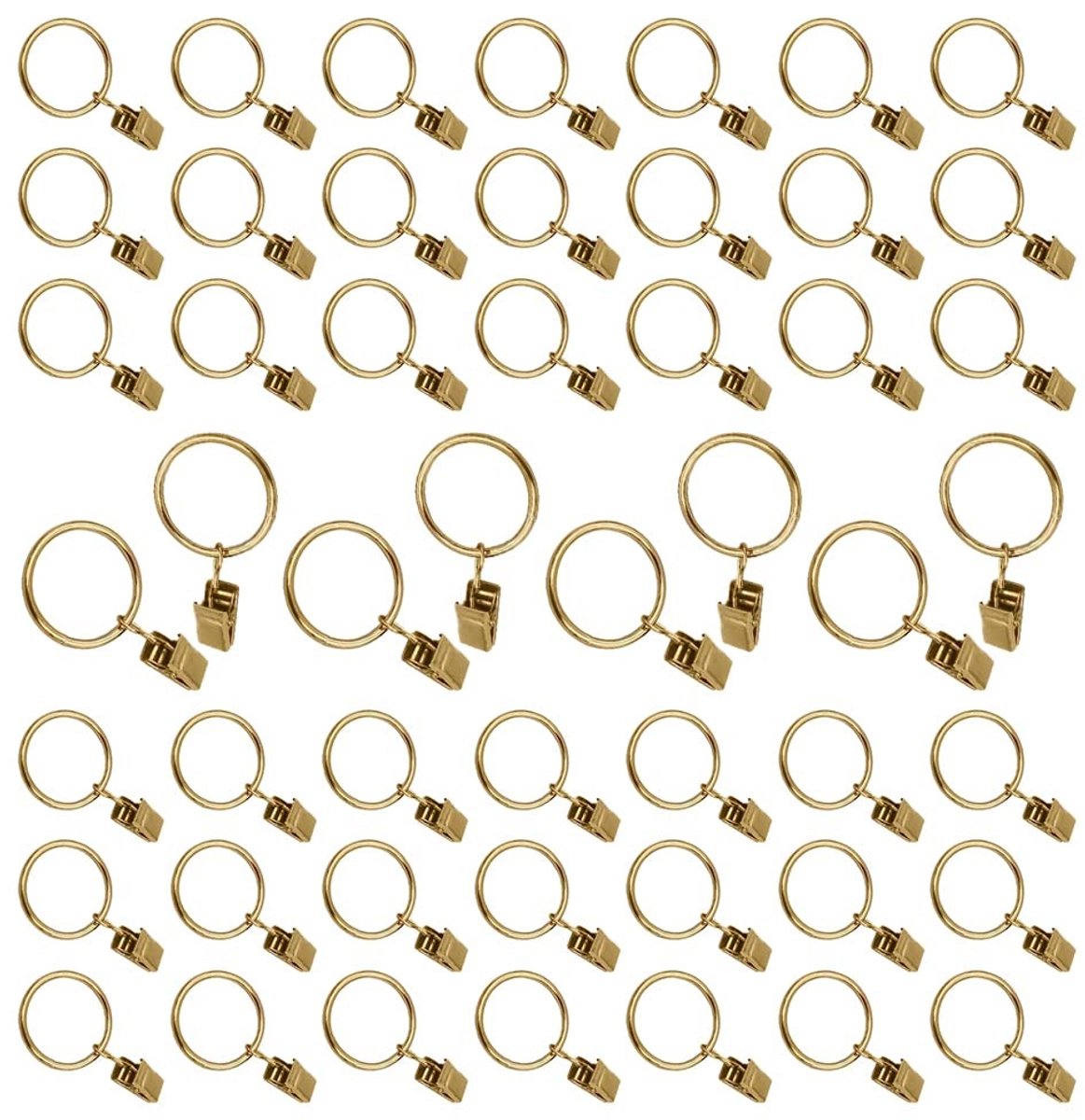 Golden crown - Gordijnringen met Clips - Roestvrij en Sterk - Goud - Gordijnaccessoires - 50 Stuks - Geschikt voor Zware Gordijnen