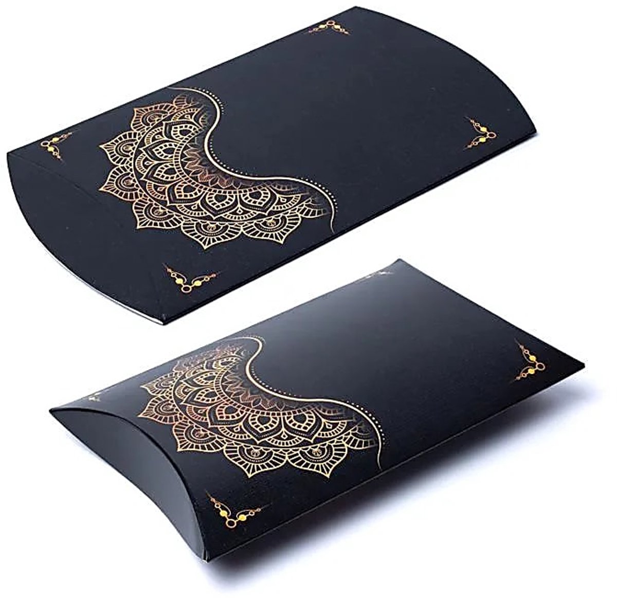 Kussendoos M Zwart Goud Mandala Bloem --pakket van 10 stuks - 20x16,5cm - 20x16.5cm