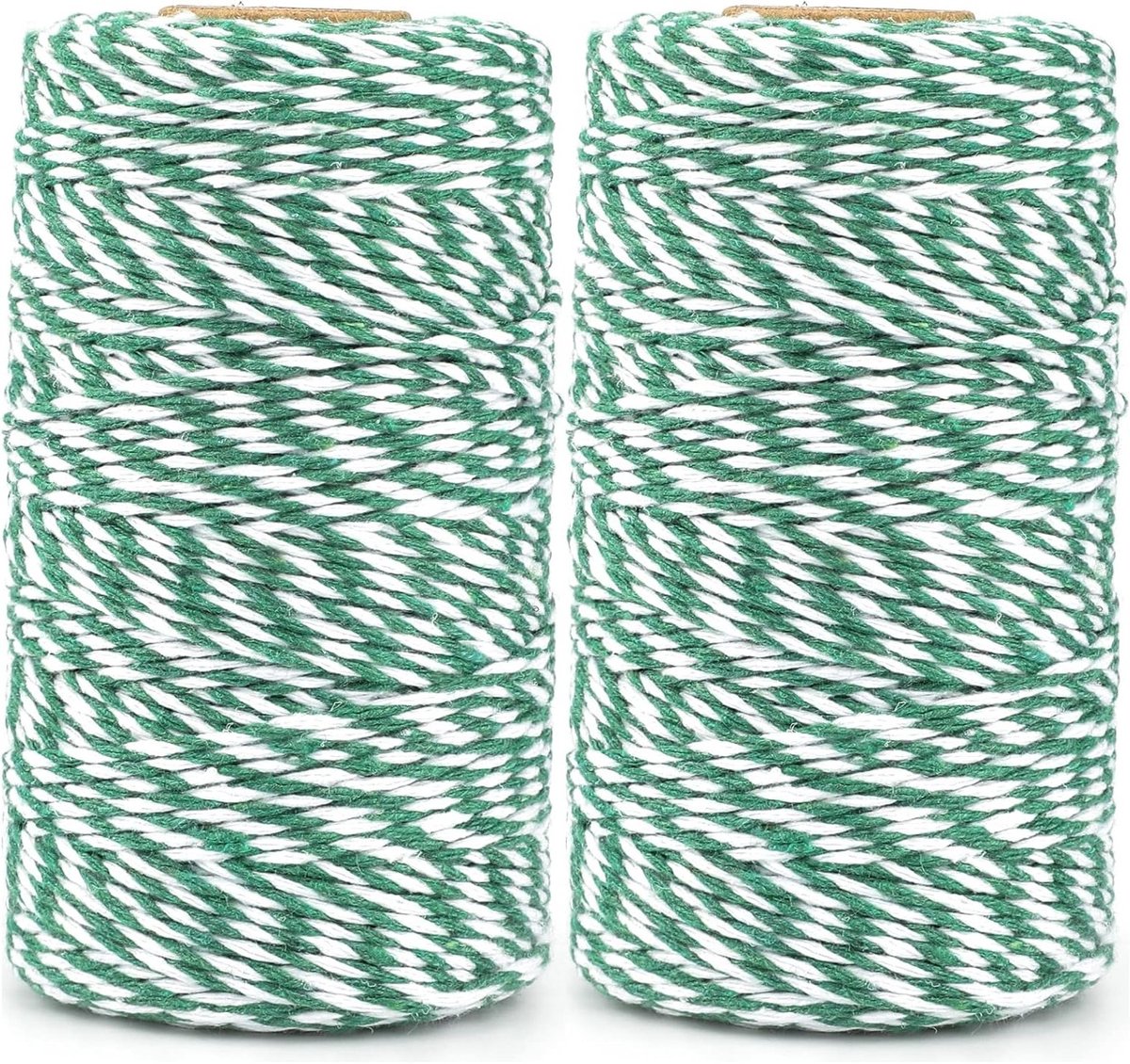 Groene en Witte Bakkerij Binddraad van 200m, 2mm Katoenen Touw voor Creatieve Klussen en Tuinieren, Perfect voor DIY Projecten