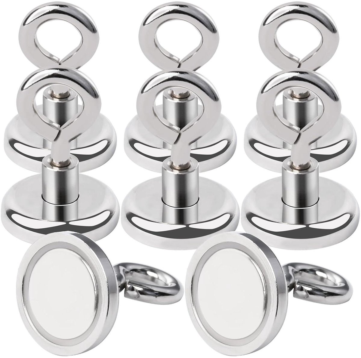 Magneethaken - Oogmagneten - Gereedschap Ophangen - Sterke Neodymium - 36 kg Trekkracht - Zilver