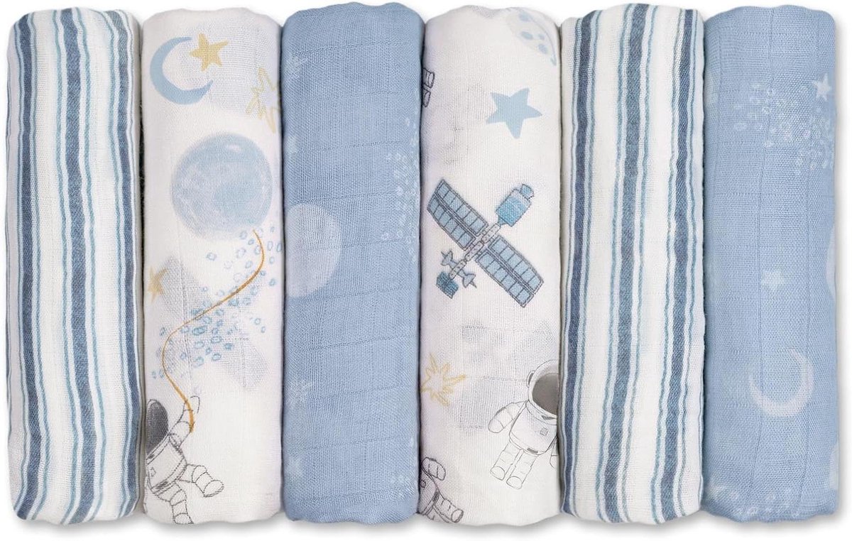Babydoeken Mousseline - Baby Wasdoeken - Baby Verzorging - Ademend Katoen Bamboe - 70 x 70 cm - Wit