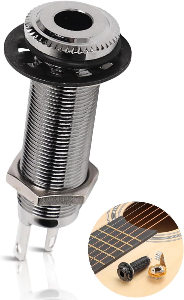 1/4" 6.35mm Brass Mono Guitar Bass Barrel Jack Socket - Cylinder Input Output met 3 Pins - Metal Stereo Guitar Bass Barrel Output Jack Plug Silver