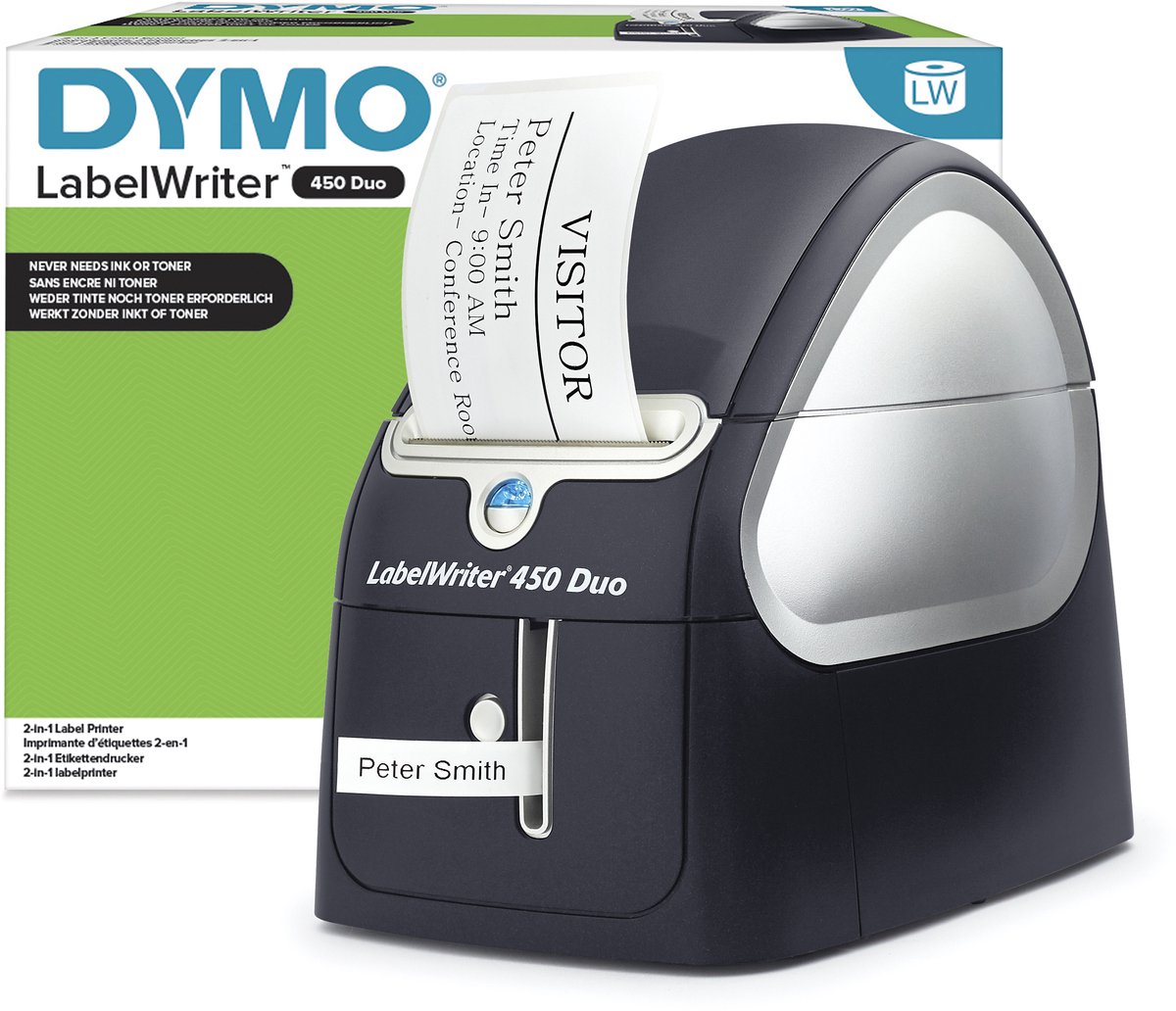 DYMO LabelWriter 450 Duo-labelmaker | Directe thermische labelprinter | Snel afdrukken van labels, barcodes en meer | Drukt zowel op LW-labels als plastic D1-labels af