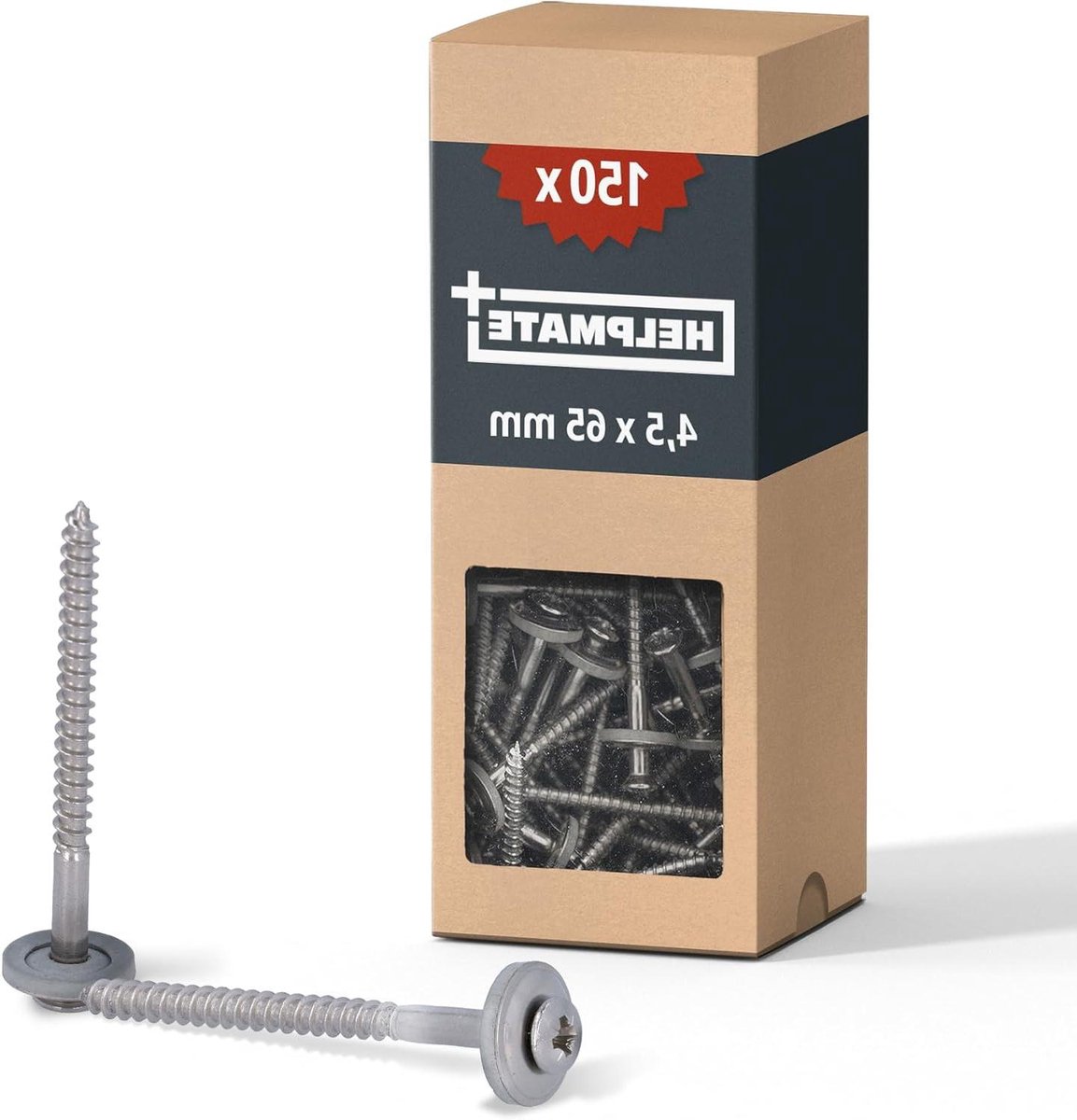 Spenglerschroeven Roestvrij Staal - Dakdekkerschroeven Lenskop - Golfplaten Bevestigen - Met EPDM Afdichting - 45 x 65 mm - Zilver