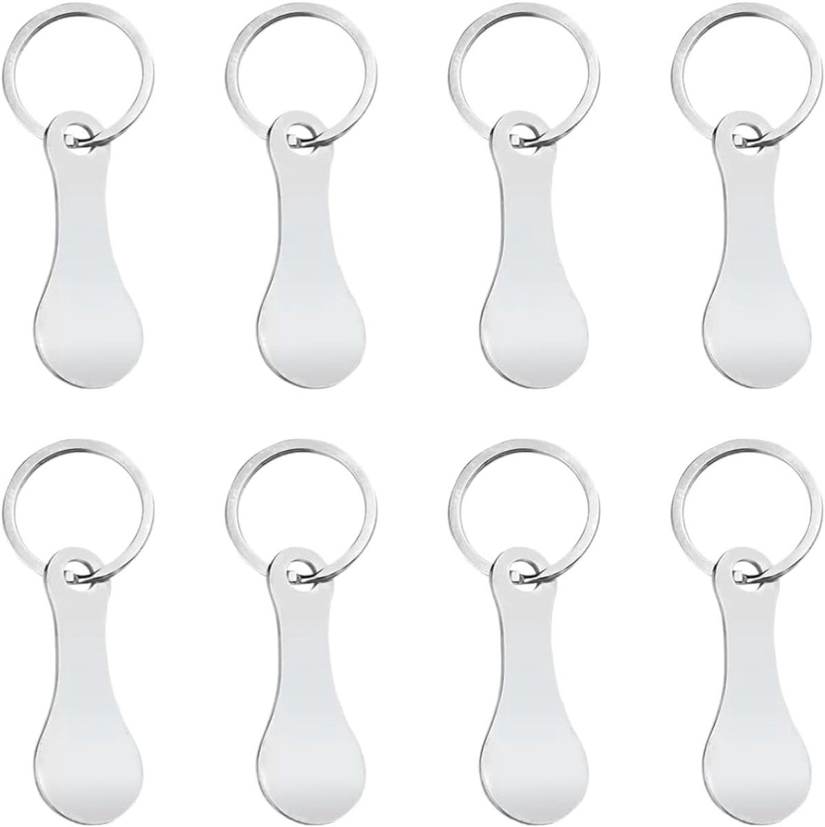 Trolley Tokens - 8 Pcs Trolley Unlock Key - Shopping Cart Removable Chip Keychain - Trolley Coin Keychain voor het Ontgrendelen van Supermarkt Carts - Zilver - Sleutelhanger