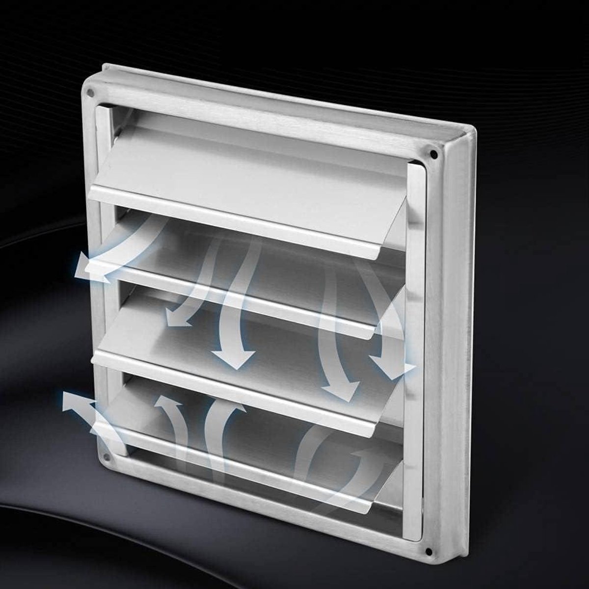 Ventilatierooster RVS - Afvoerrooster Muurrooster - Luchtcirculatie Verbeteren - Insectenwerend Net - 100 mm - Zilver