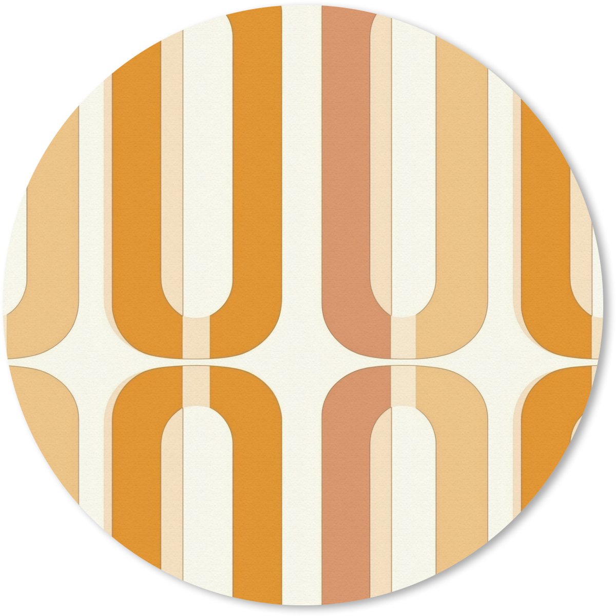 Muismat rond 30x30 cm - Mousepad U-vorm - Retro - Oranje - Ronde muismatten