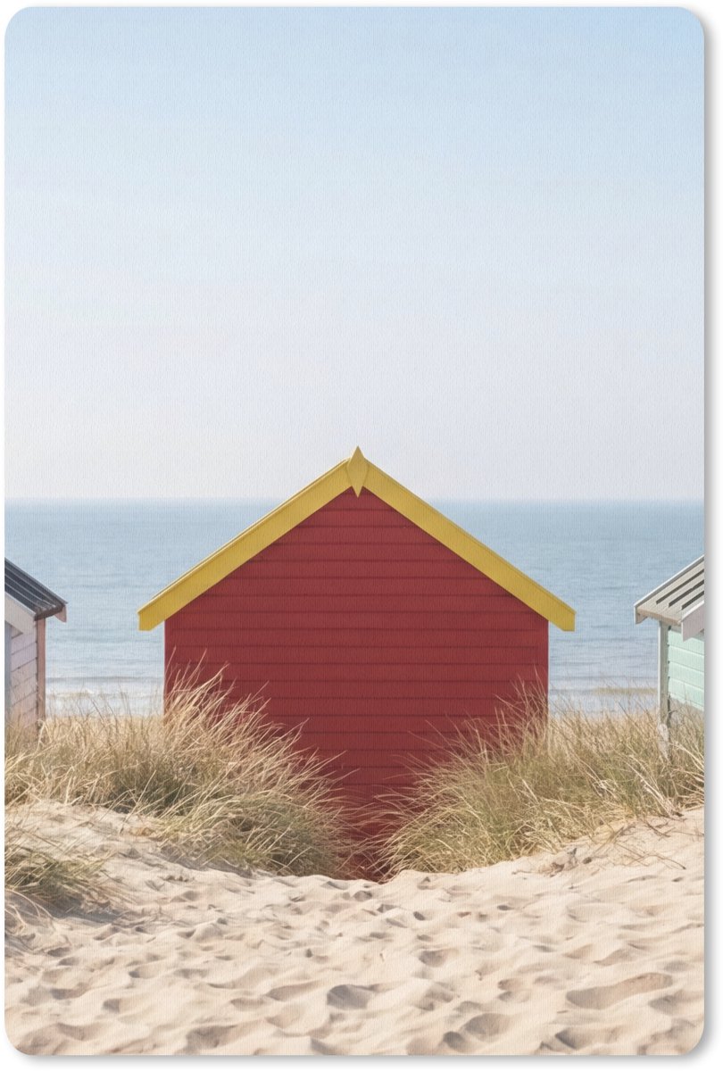 Muismat 13x20 cm - Mousepad Strand - Huisjes - Kleurrijk - Duinen - Muismatten
