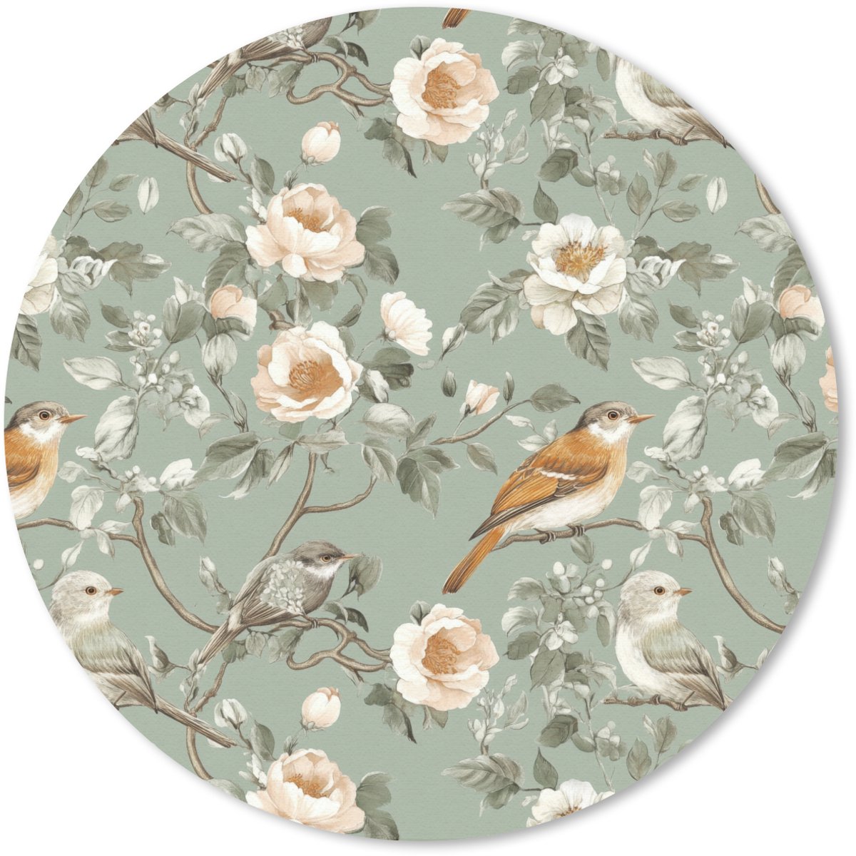 Muismat rond 20x20 cm - Mousepad Roze - Vogels - Kleurrijk - Ronde muismatten