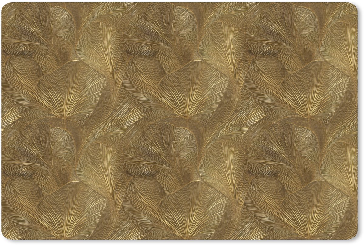 Muismat 13x8 cm - Mousepad Organisch - Lijnen - Goud - Muismatten