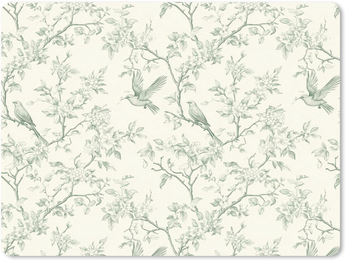 Muismat 12x10 cm - Mousepad Klassiek - Vogels - Groen - Muismatten