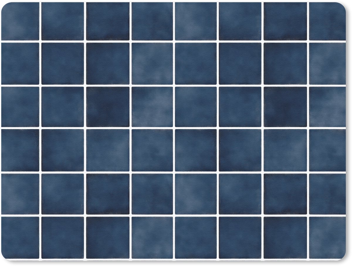 Muismat 12x10 cm - Mousepad Tegel - Modern - Blauw - Muismatten
