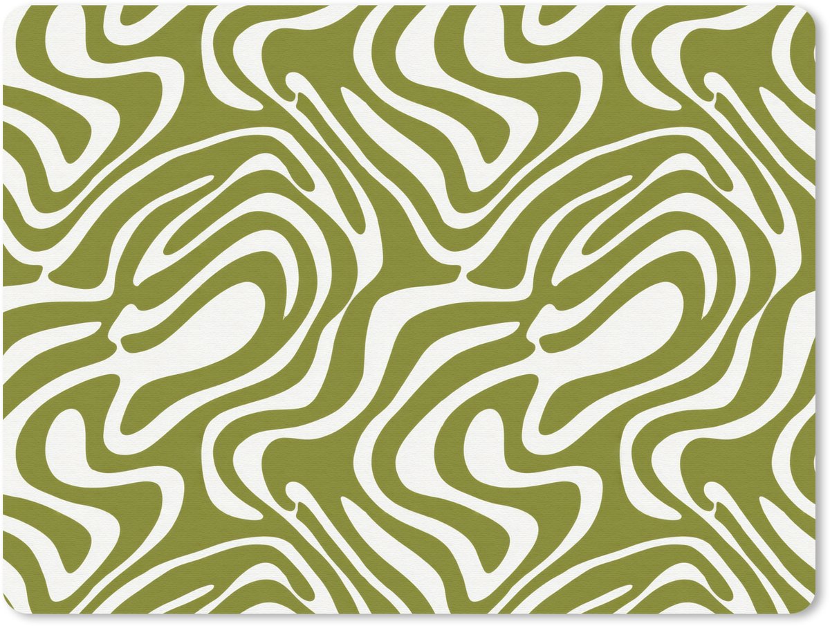Muismat 12x10 cm - Mousepad Lijnpatroon - Groen - Organisch - Muismatten