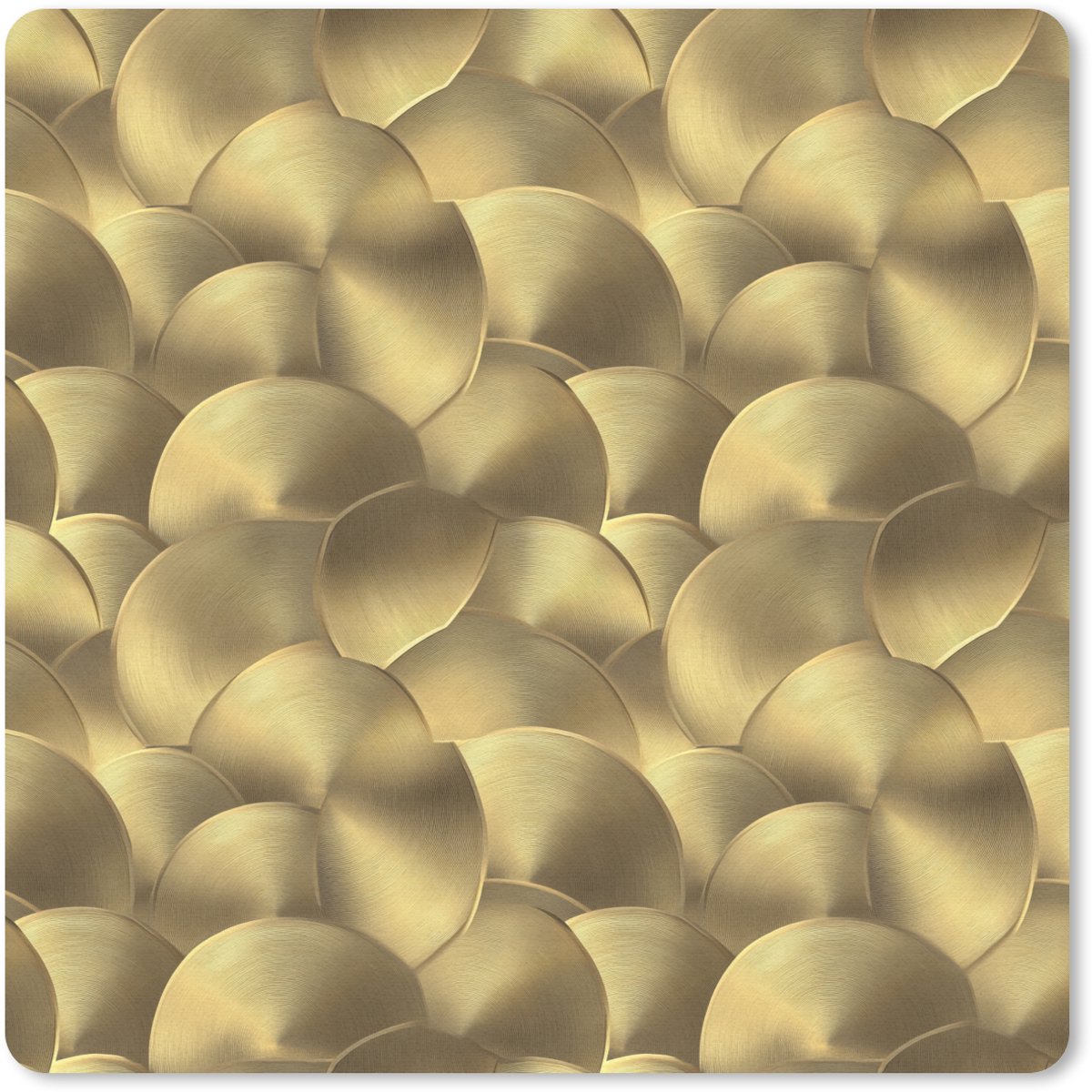 Muismat 20x20 cm - Mousepad Modern - Cirkel - Goud - Muismatten