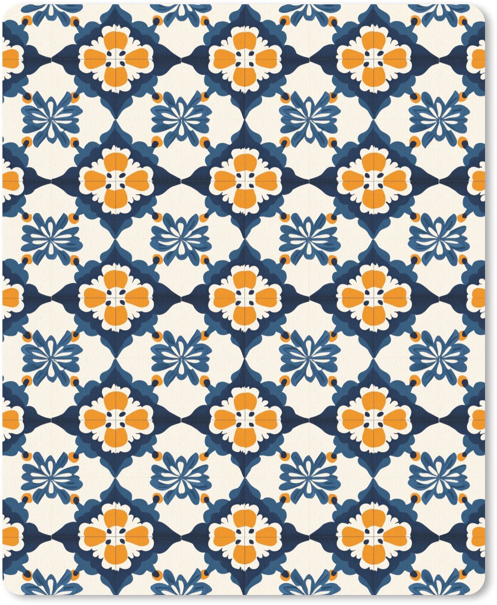 Muismat 12x16 cm - Mousepad Klassiek - Geometrisch - Blauw - Muismatten