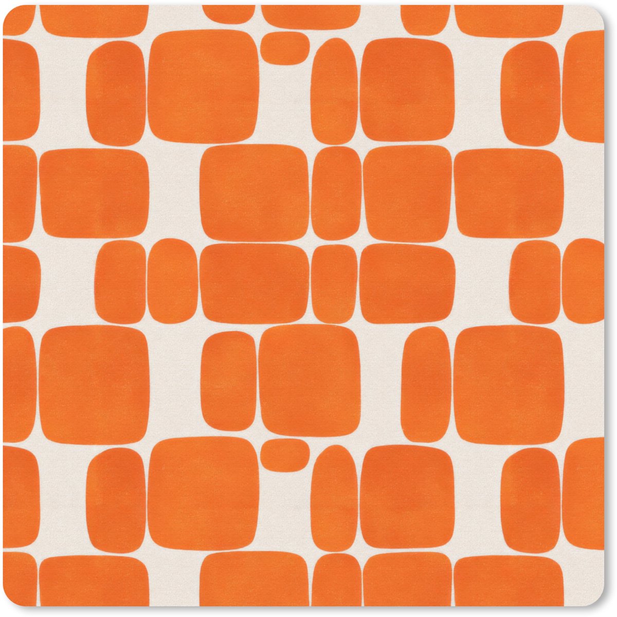 Muismat 30x30 cm - Mousepad Patroon - Retro - Oranje - Muismatten
