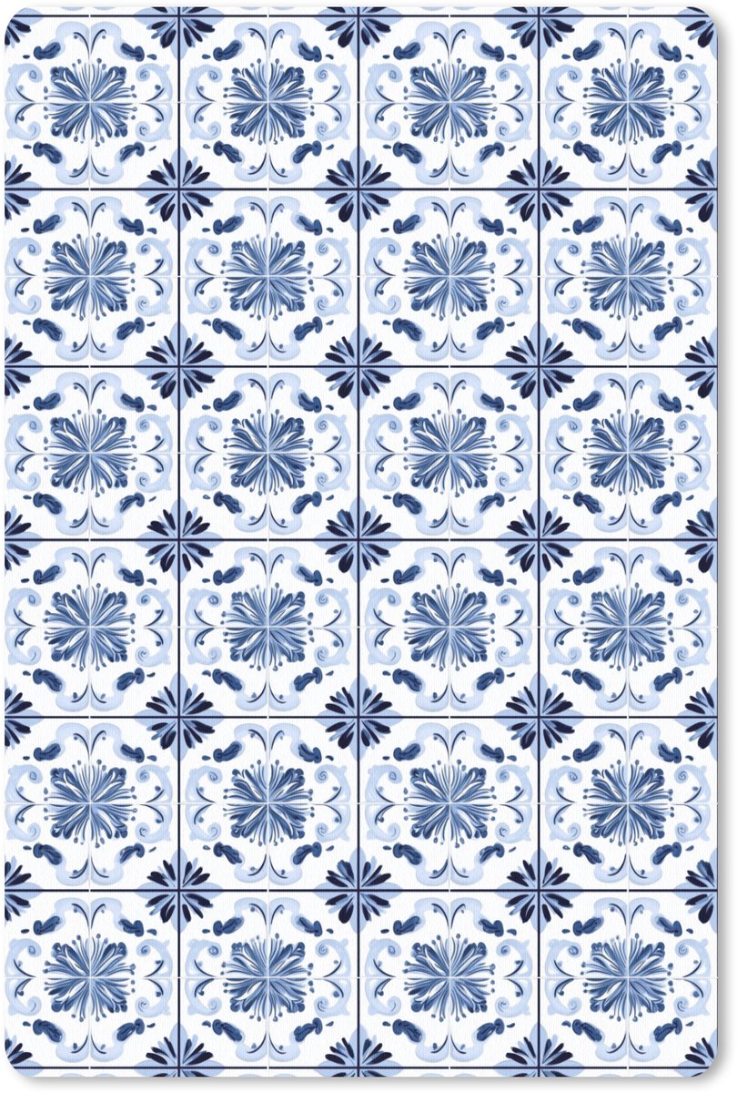 Muismat 13x20 cm - Mousepad Patroon - Tegel - Blauw - Muismatten