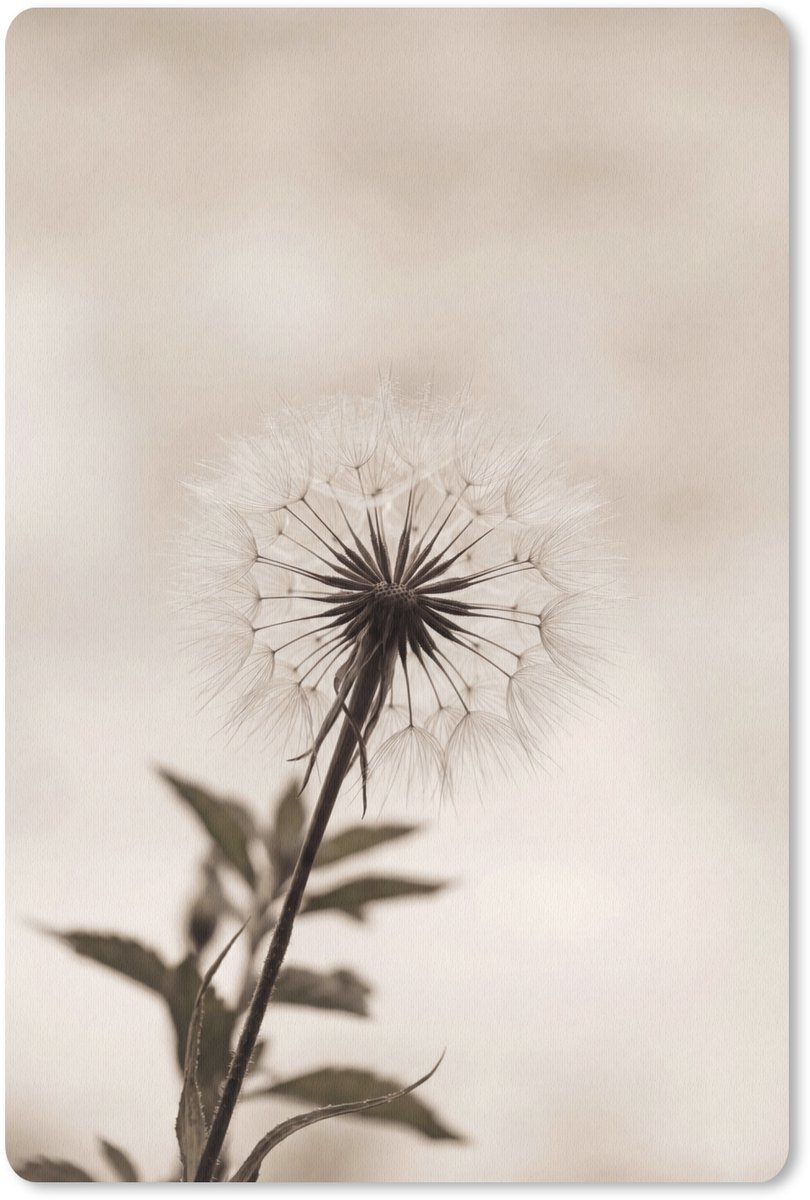 Muismat 13x20 cm - Mousepad Paardenbloem - Minimalistisch - Wit - Muismatten