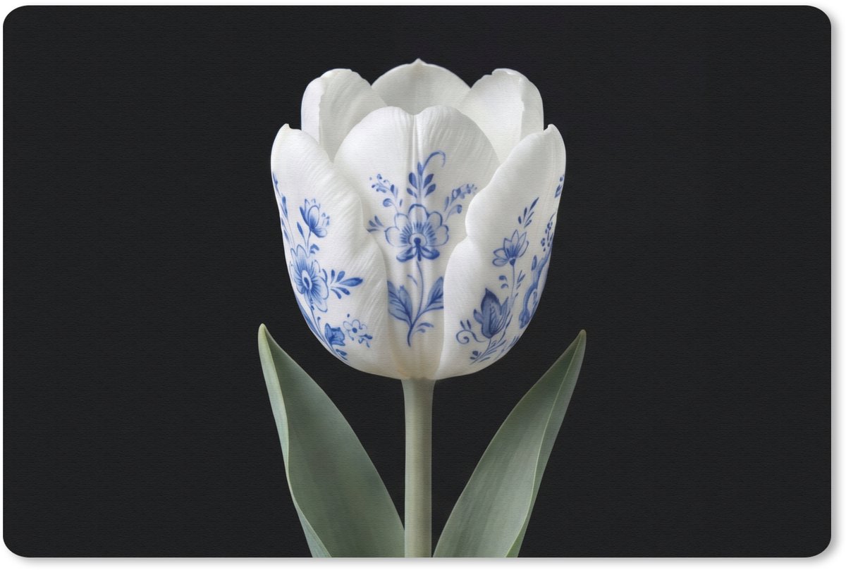 Muismat 13x8 cm - Mousepad Tulp - Patroon - Blauw - Muismatten