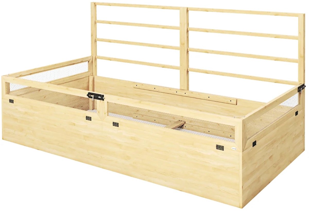 Plantenbak met Klimrek - Verhoogd Bloembak - Tuinrek - Tuinbed - Plantenrek - Tuinbak - Kruidentuin - voor Bloemen, Fruit, Groenten & Kruiden - Weerbestendig - 183 x 98,5 x 95 - Naturel Hout