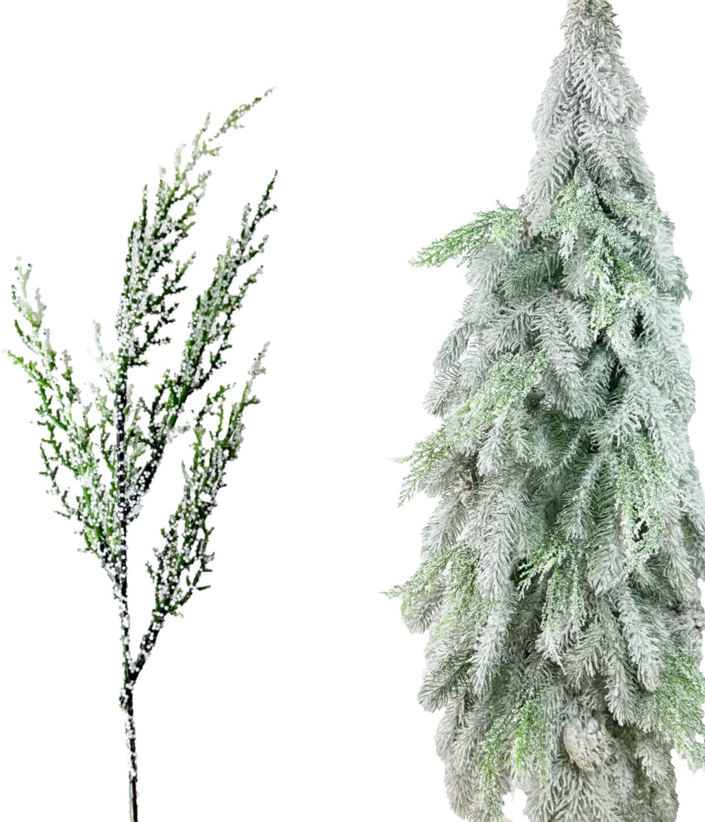 Inspiruj - Groen Ijzig Decoratieve Tak - Met Kristallen en Glitter - 30 cm
