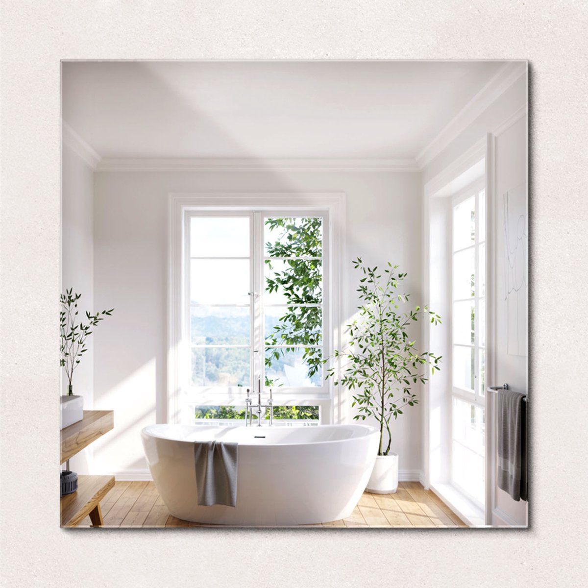 ArtPrintCave Wandspiegel - Spiegel Rechthoek Zonder Lijst - 50x50 cm - Badkamerspiegel - Gangspiegel - Eetkamer - Rechthoekige Spiegel Zonder Lijst - Minimalistische Wandspiegel - Rechthoekige Spiegel Zonder Rand