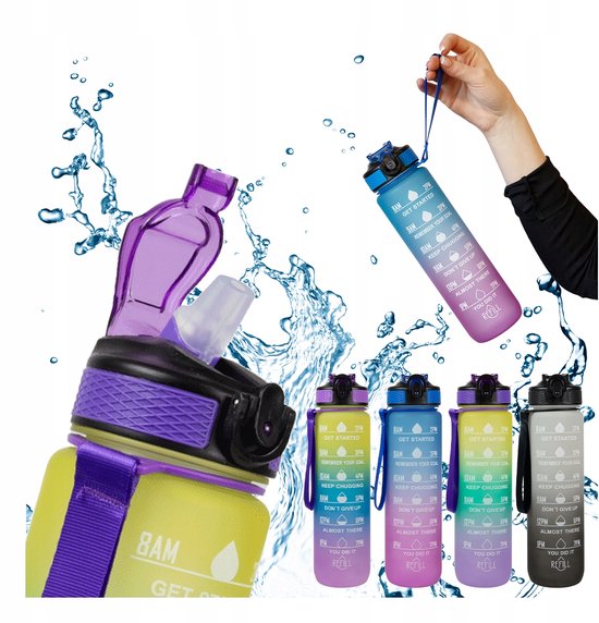 Bimberek - Motiverende Waterfles - 1L - Met Rietje - Voor Sport en Fitness — afbeelding 5