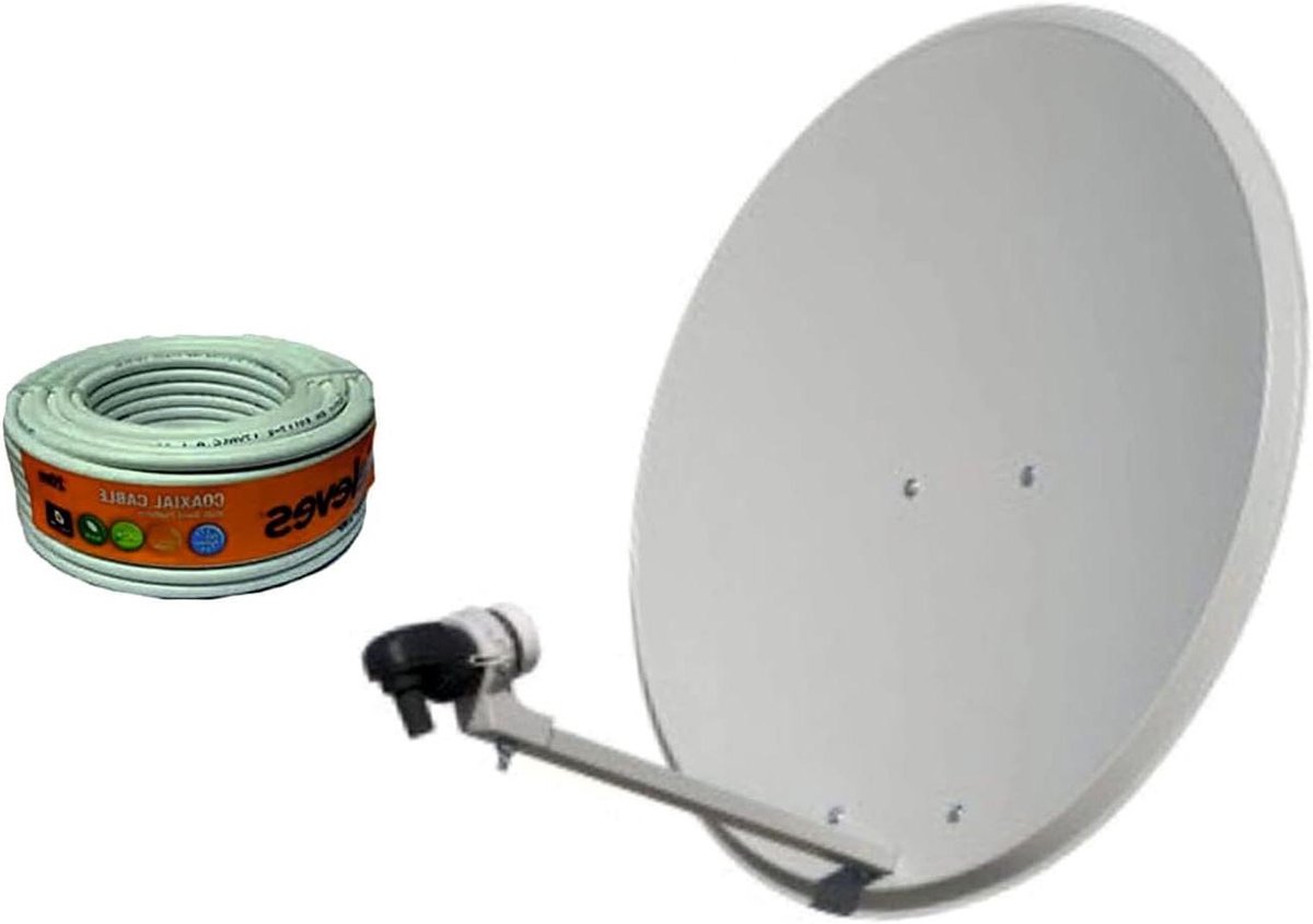Satellietschotel Set - Antenne Set - TV Ontvangen - Compleet met rol - 60 cm - Wit
