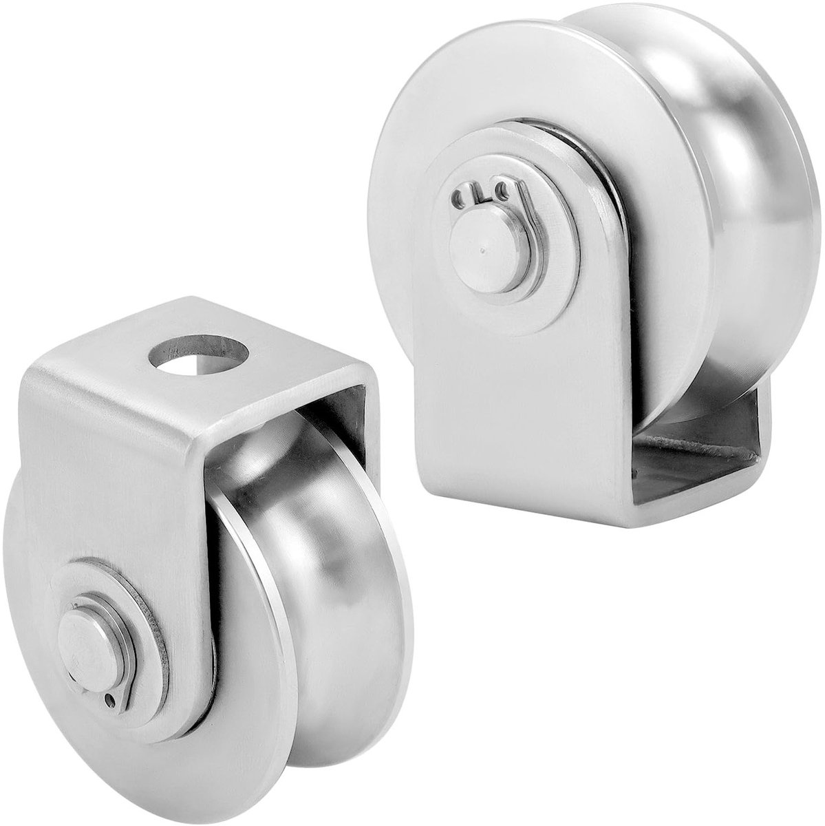 2-delige 48 mm omkeerbare katrol met lasbeugel, roestvrij staal, 250 kg laadcapaciteit, geschikt voor automatische poorten en stalen kabels tot 10 mm
